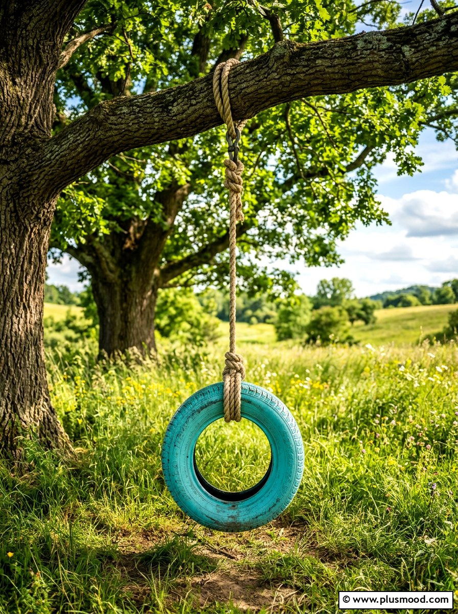 Tree Branch Tire Swing - 25 summer backyard swing ideas