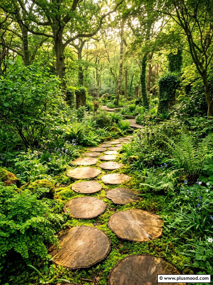 Tree Slice Walkway - 25 summer backyard path ideas