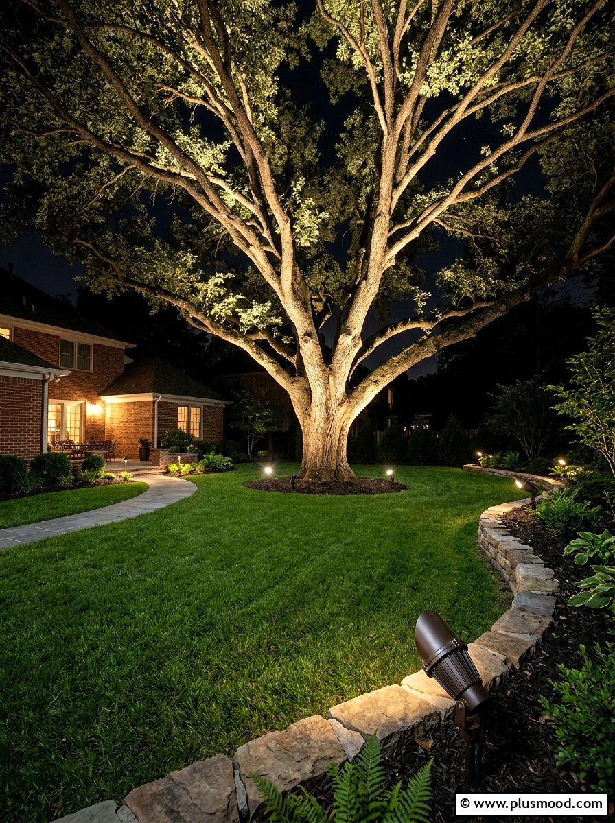 Tree Spotlights - 25 small backyard ideas with outdoor lighting