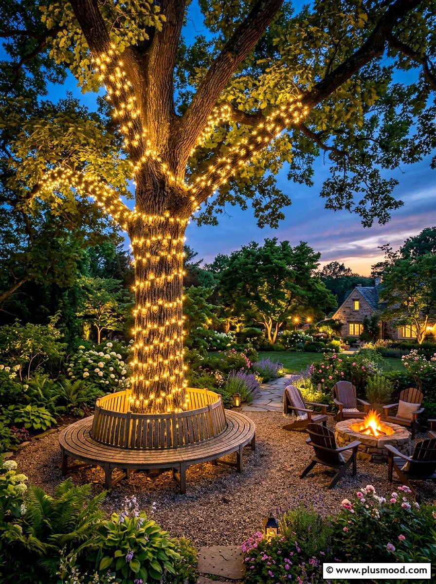 Tree Trunk Wrap - 25 summer string light party ideas