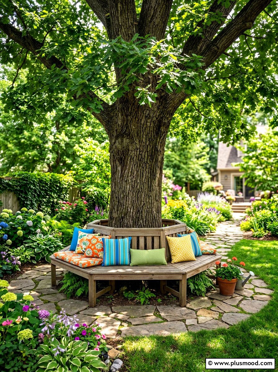 Tree Wrap Bench - 25 summer backyard ideas on a budget