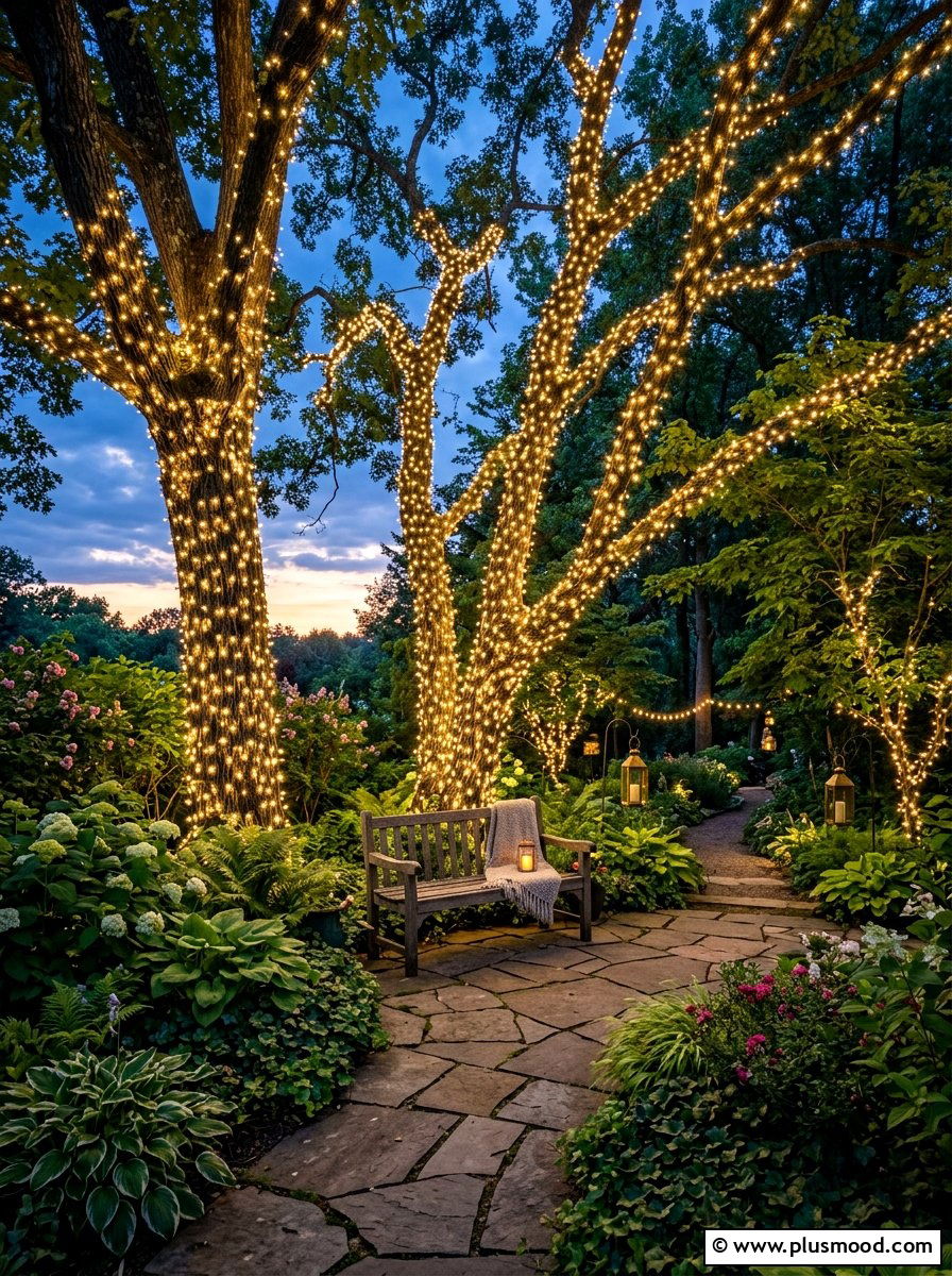 Tree Wrap Lights - 25 summer patio lighting ideas