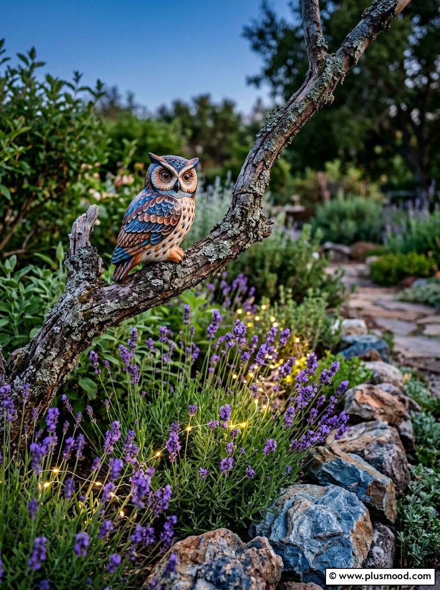 Tree branch owl scene - 25 painted rock ideas with owls