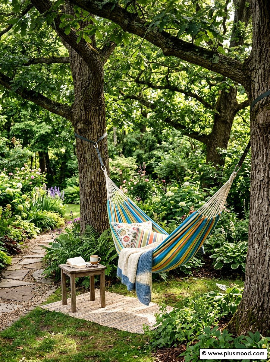 Tree hammock - 25 small backyard ideas for kids