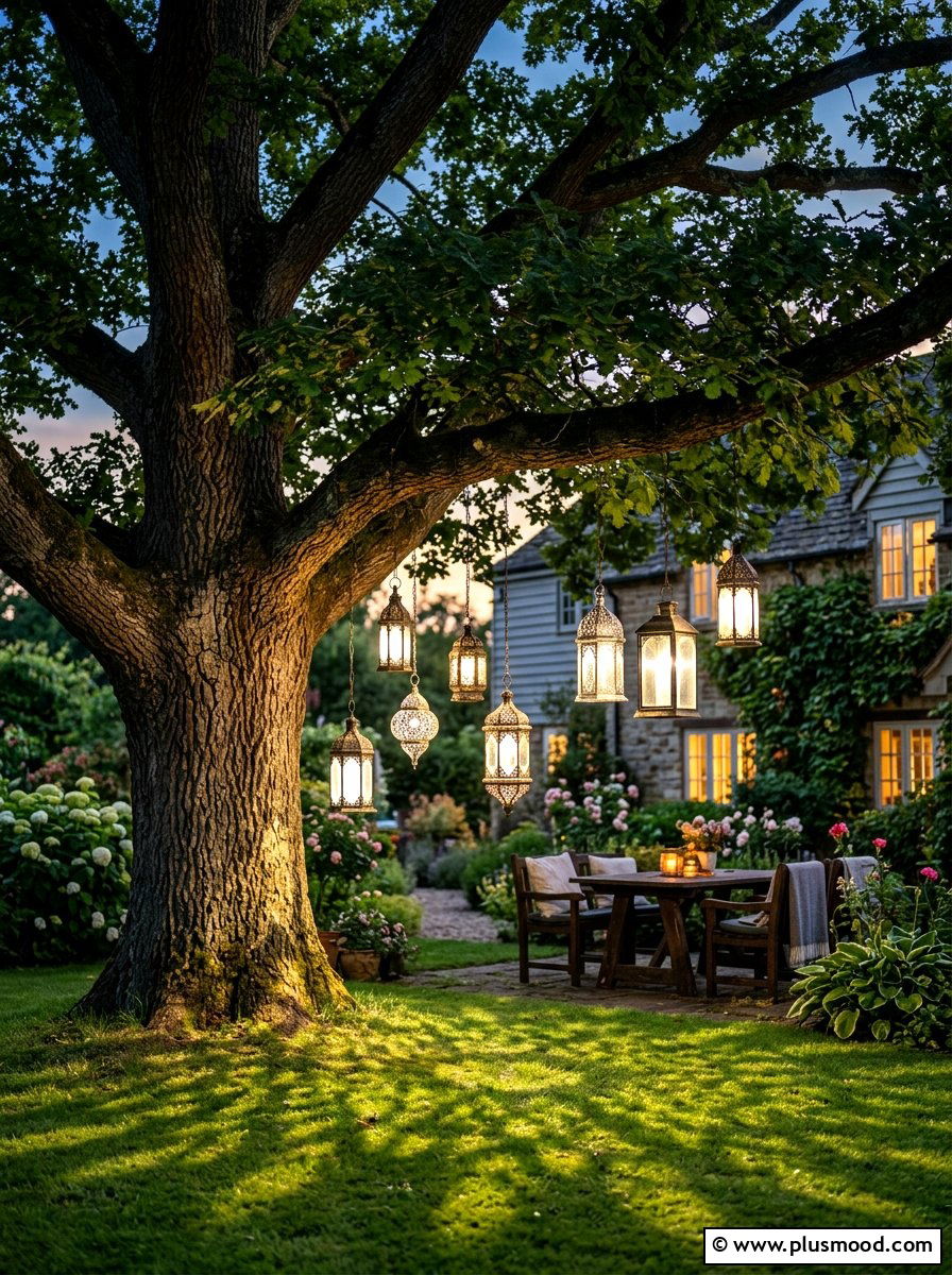 Tree hanging lanterns - 25 summer outdoor entertaining ideas on a budget