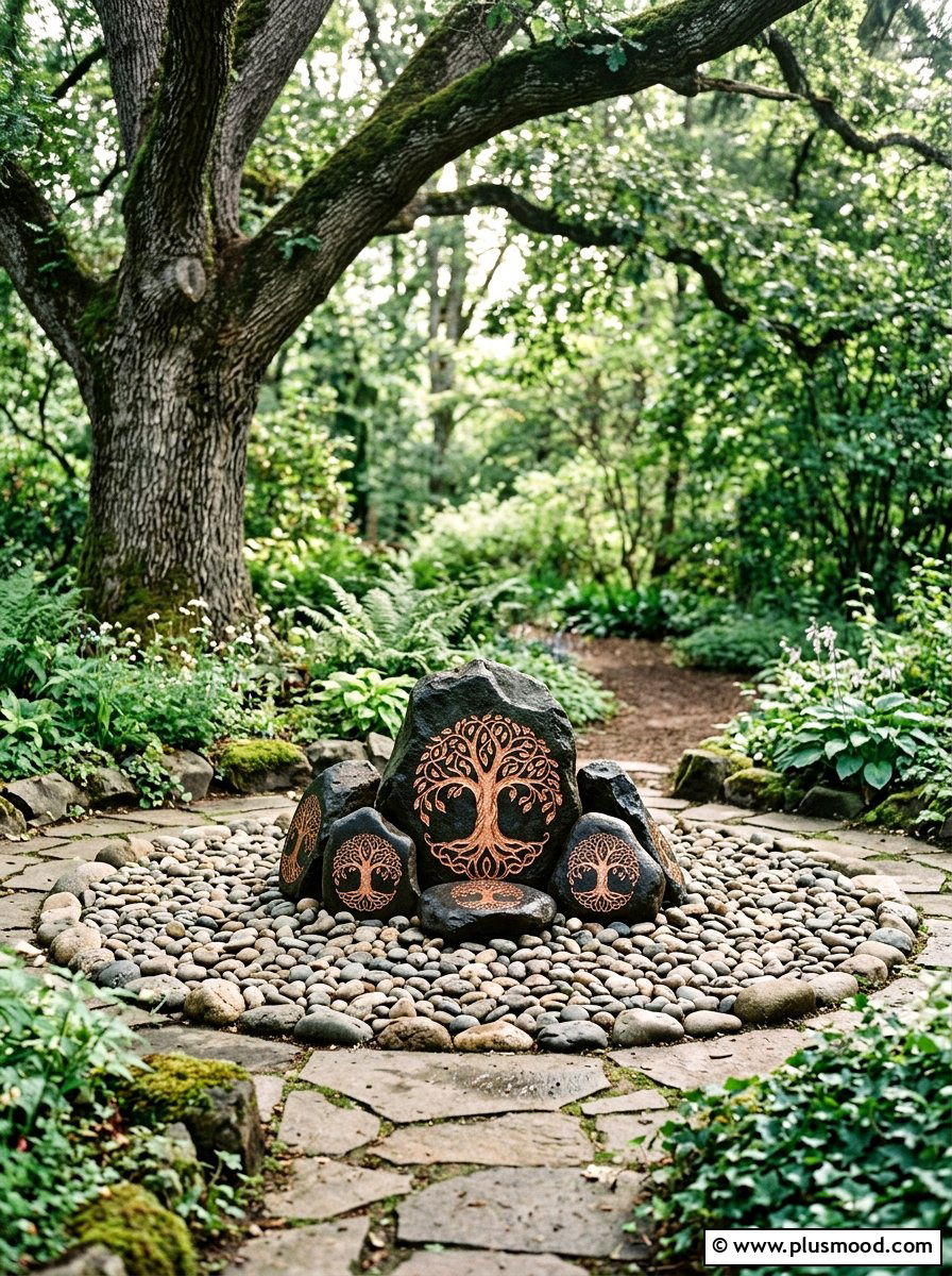 Tree of life stones - 25 painted rock ideas for stepping stones