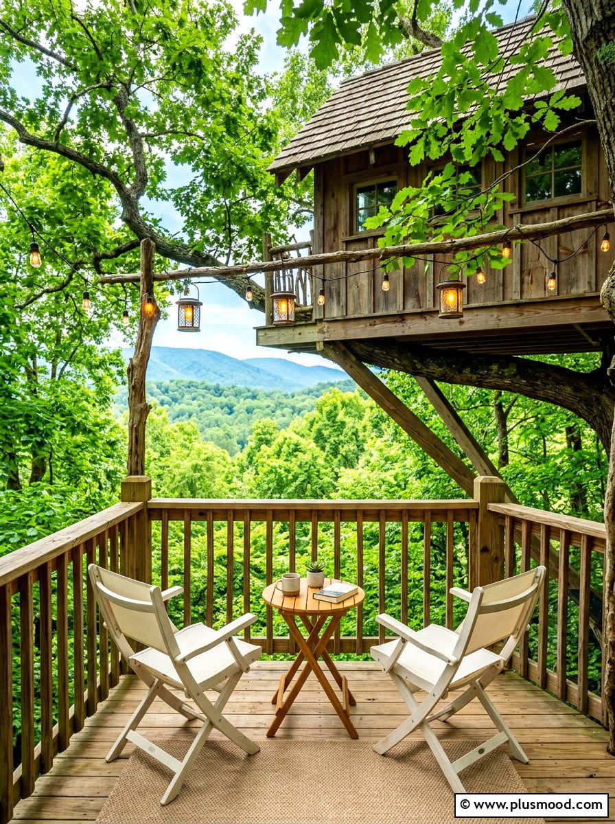Treehouse Balcony Lounge - 25 summer backyard lounge ideas