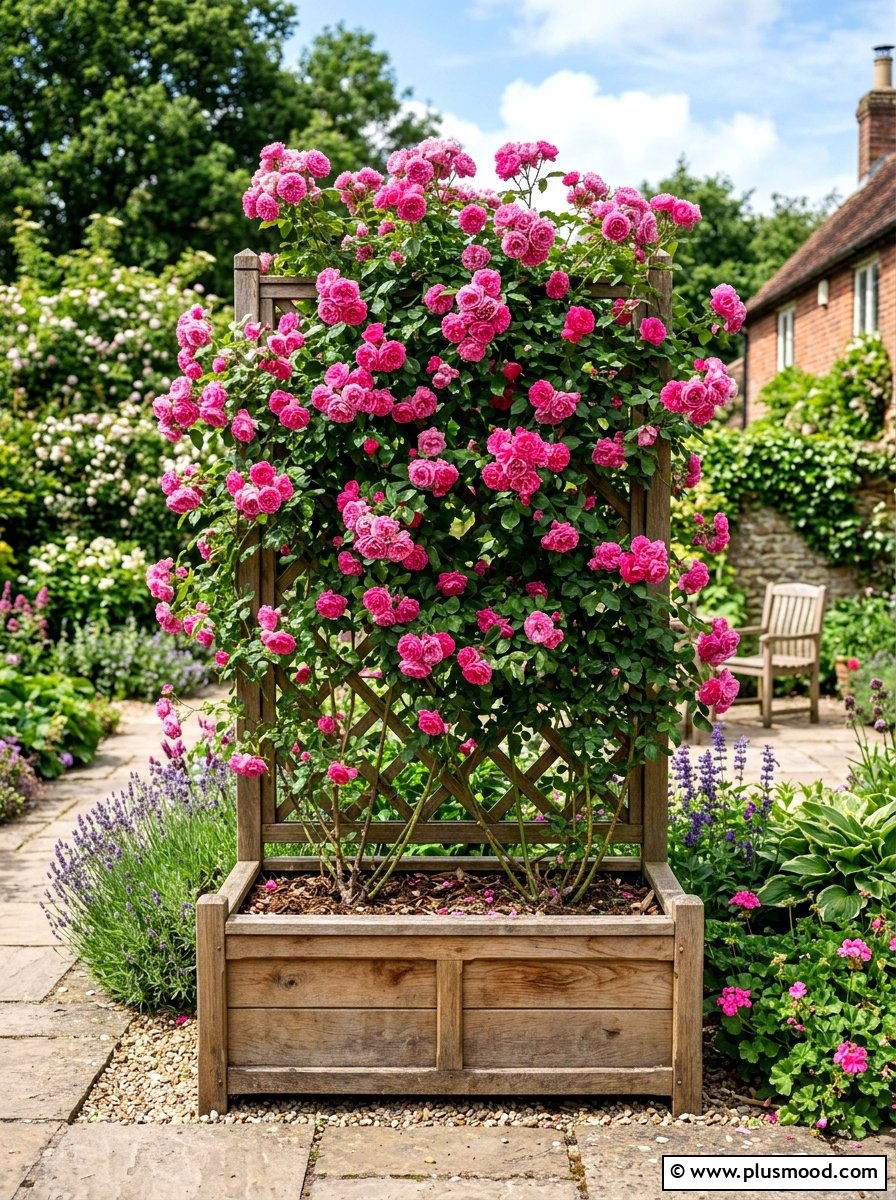 Trellis Climbing Plant Box - 25 summer deck planter ideas