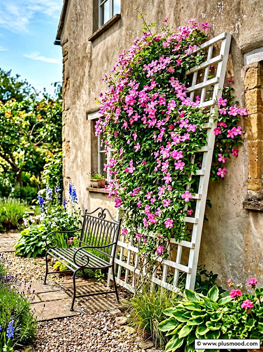 Trellis Climbing Plants - 25 summer backyard ideas for small spaces
