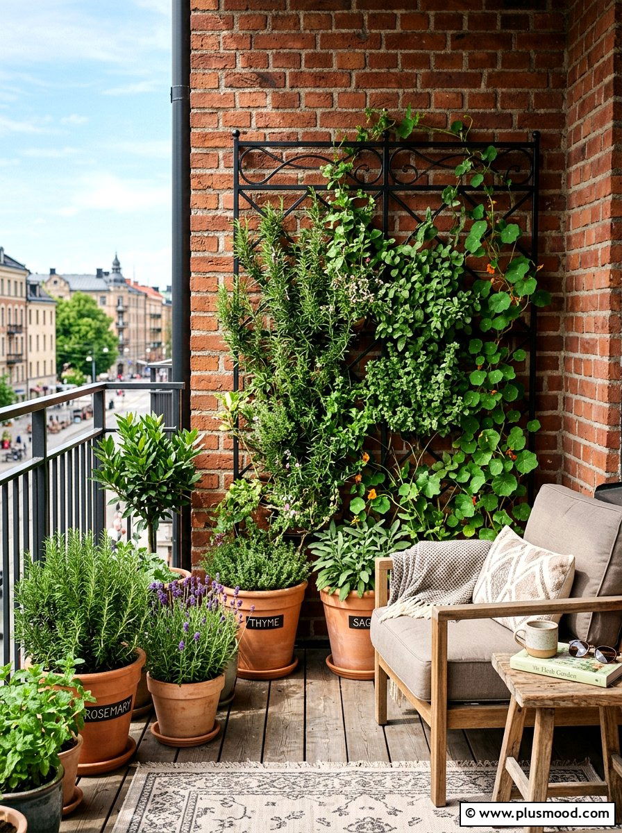 Trellis Herb Climber - 25 summer balcony herb garden ideas