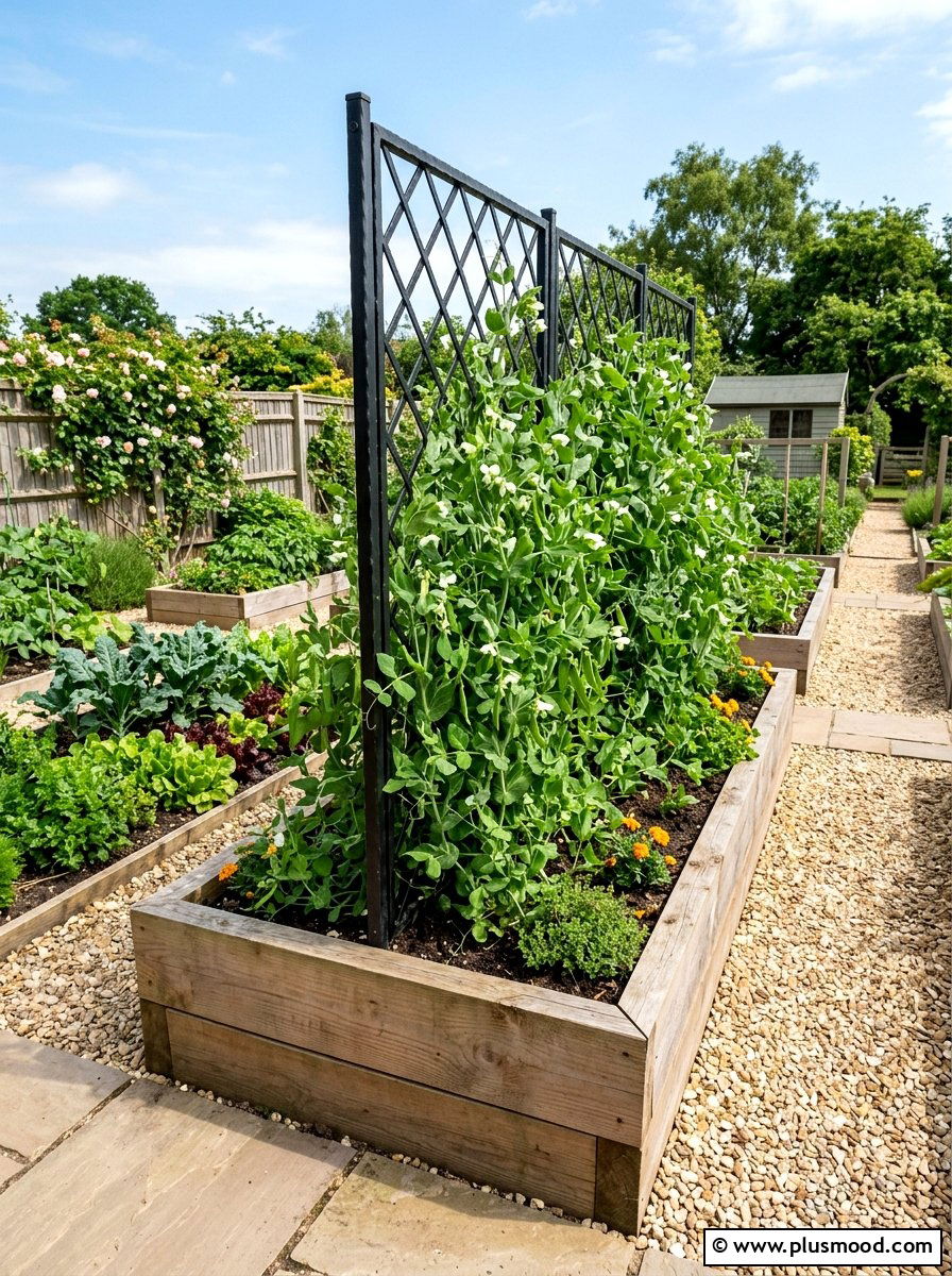 Trellis Raised Bed - 25 small backyard ideas with raised beds