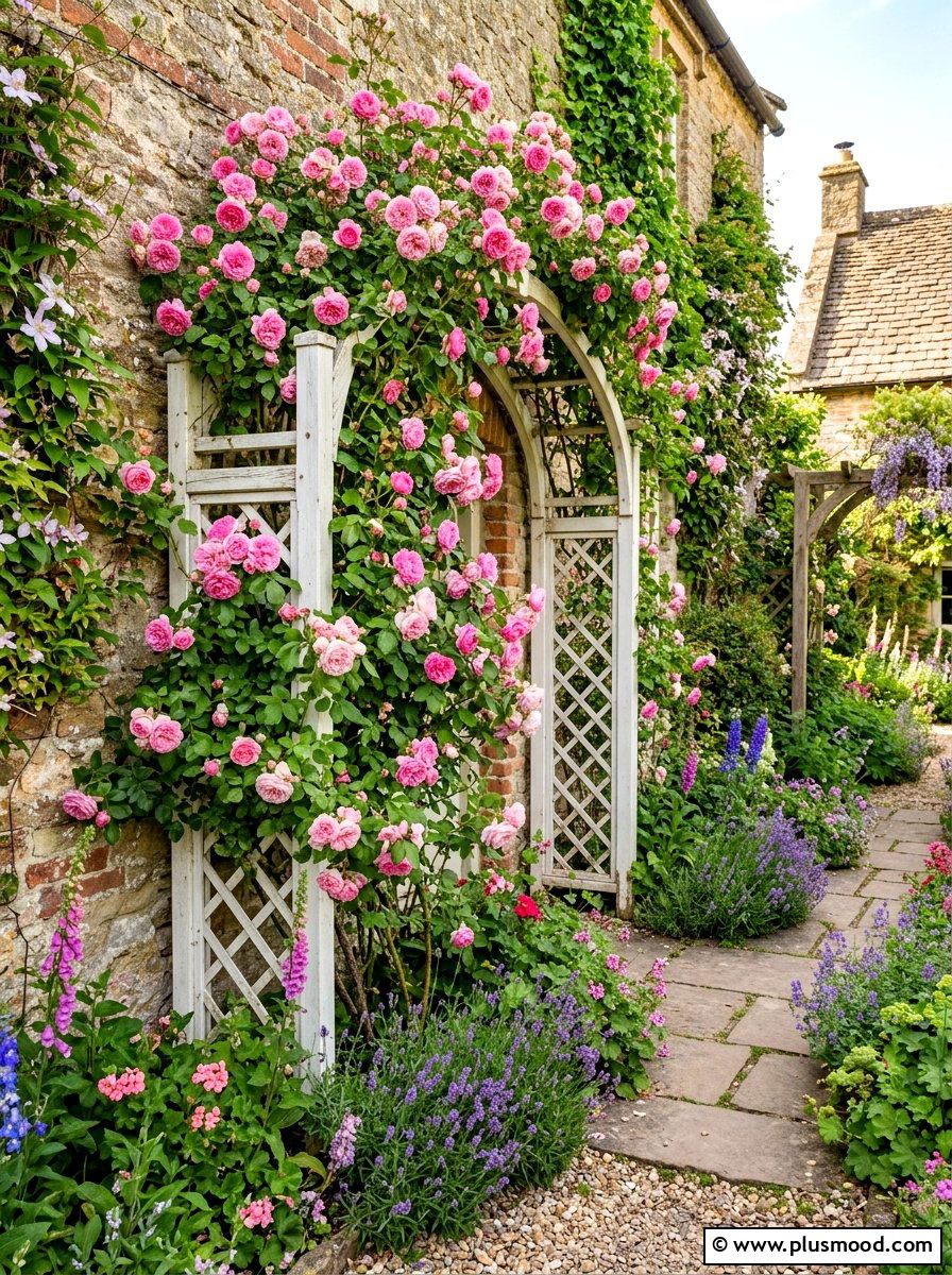 Trellis climbing rose - 25 summer garden ideas for small spaces