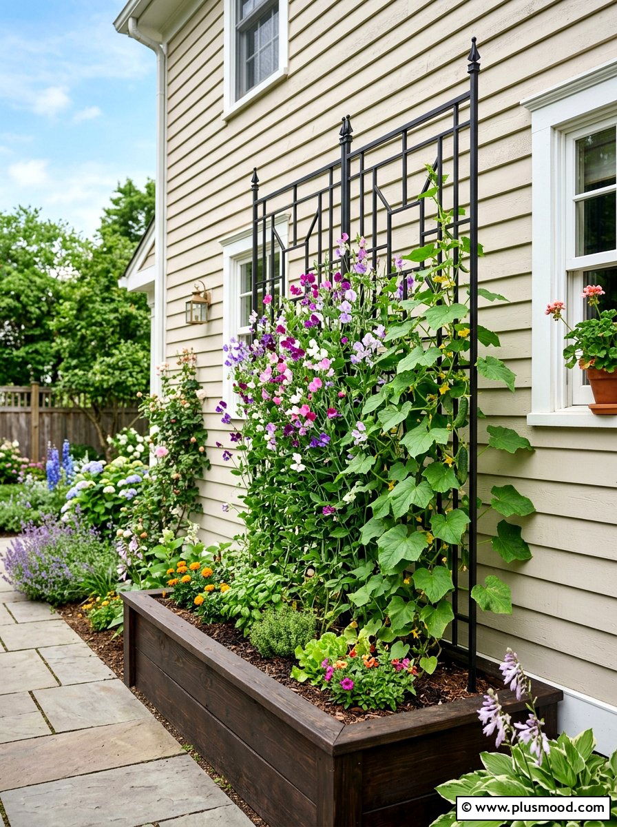 Trellis garden bed - 25 small backyard ideas with raised garden