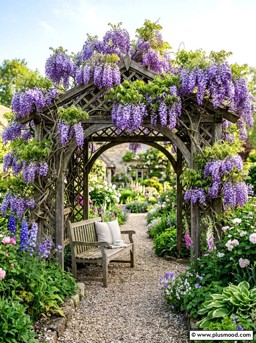 Trellis with vines - 25 summer poolside shade ideas