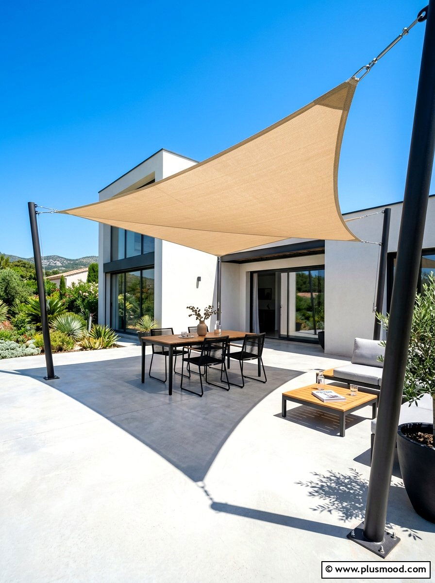 Triangle Shade Sail - 25 summer backyard shade ideas