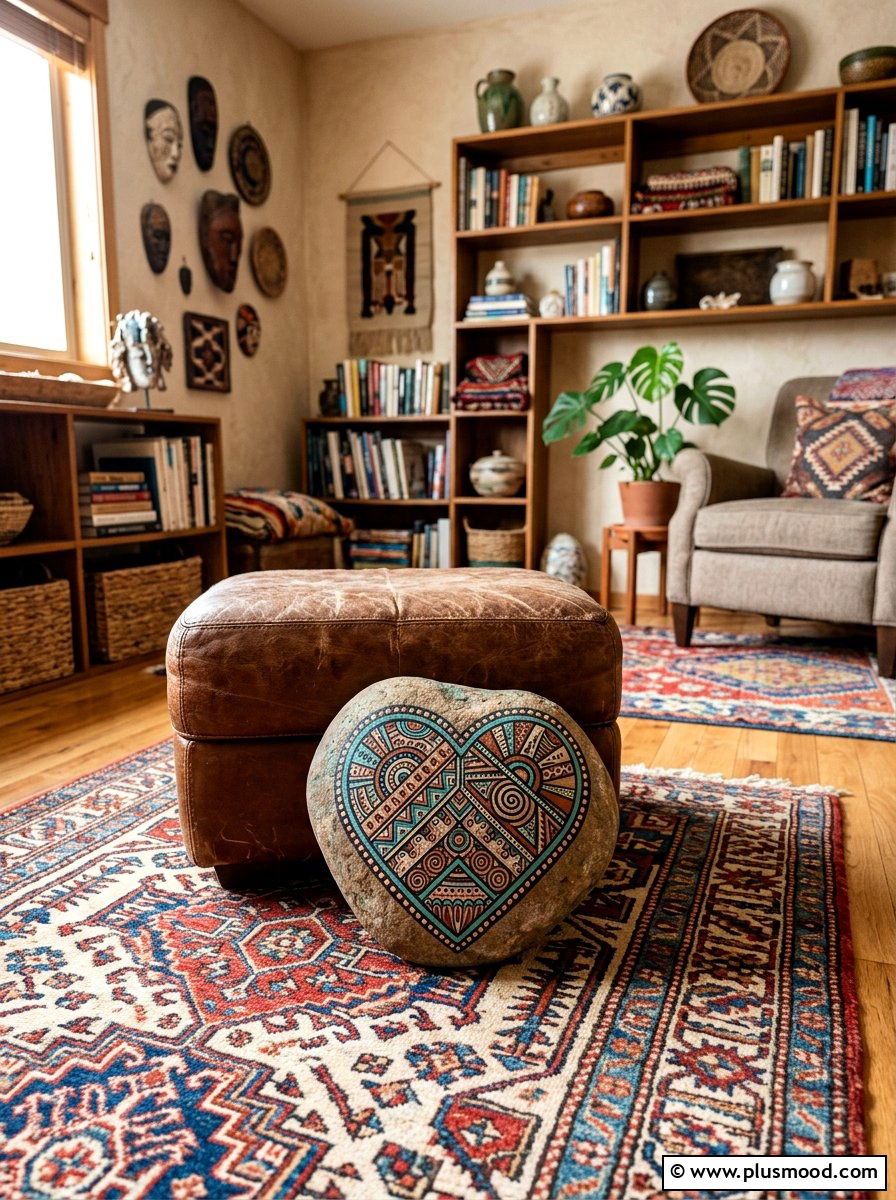 Tribal Heart Stone Paint - 25 painted rock ideas with hearts
