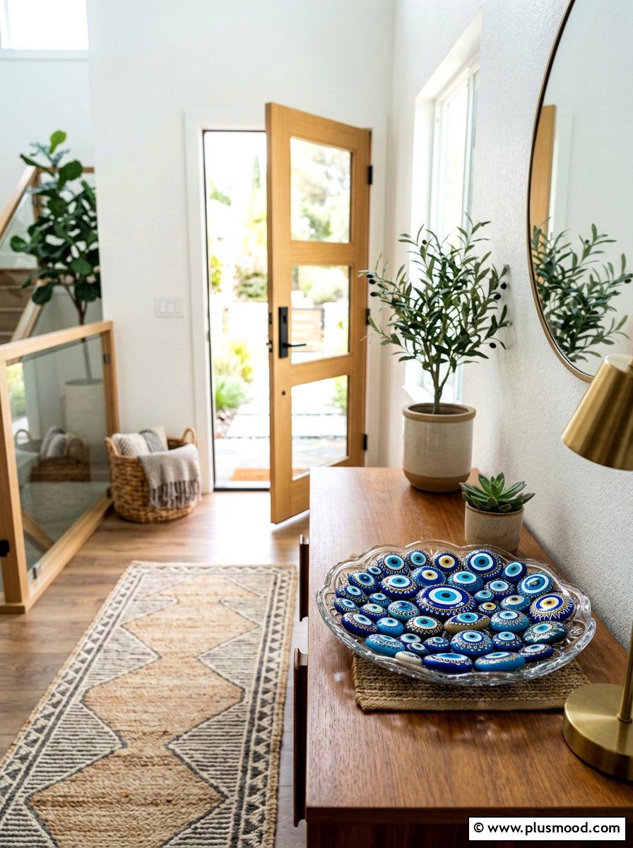 Tribal eye of protection stones - 25 painted rock ideas with tribal art