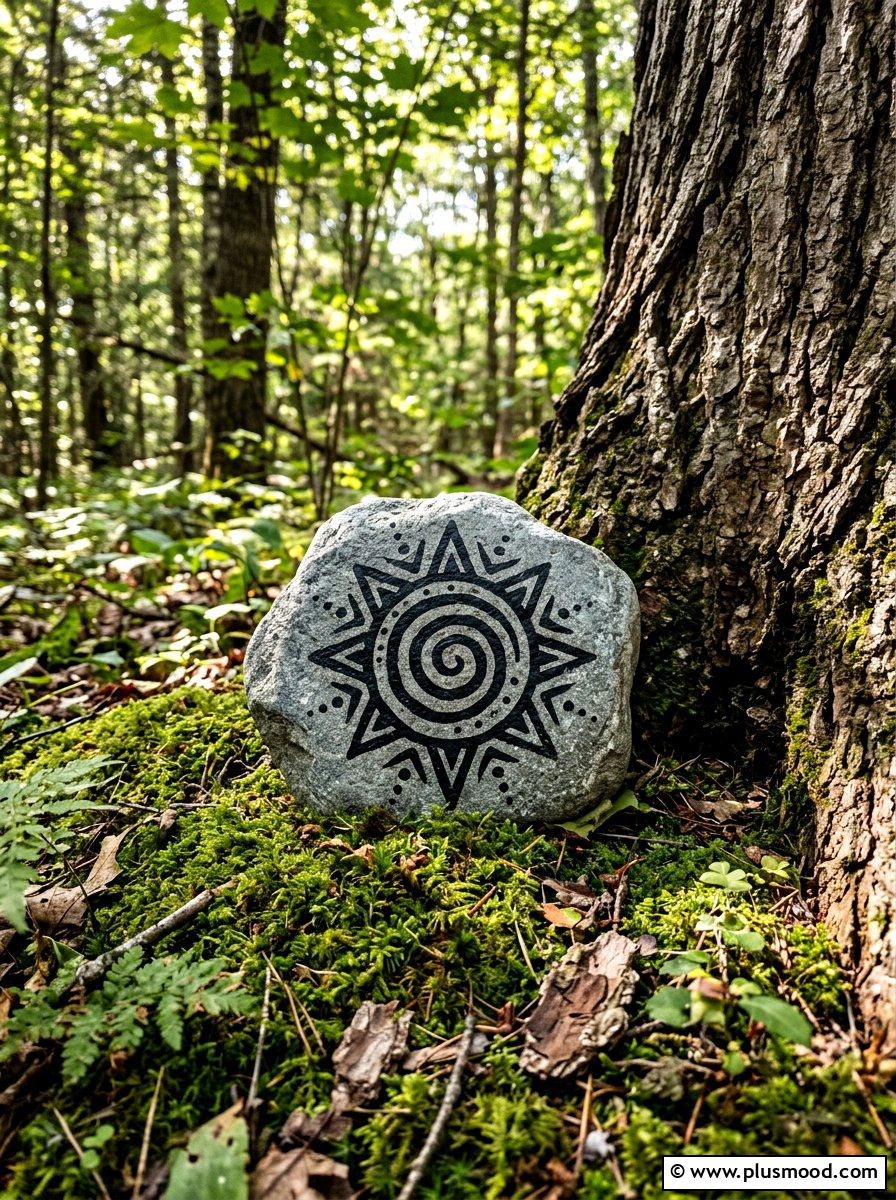 Tribal sun symbol - 25 painted rock ideas with sun design
