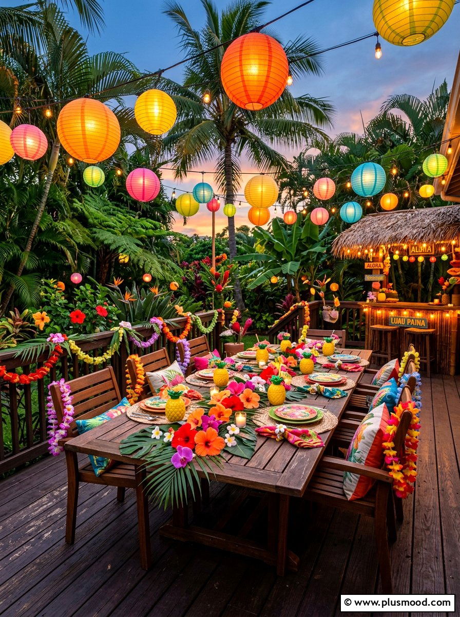 Tropical Backyard Luau - 25 summer dinner party ideas outdoors