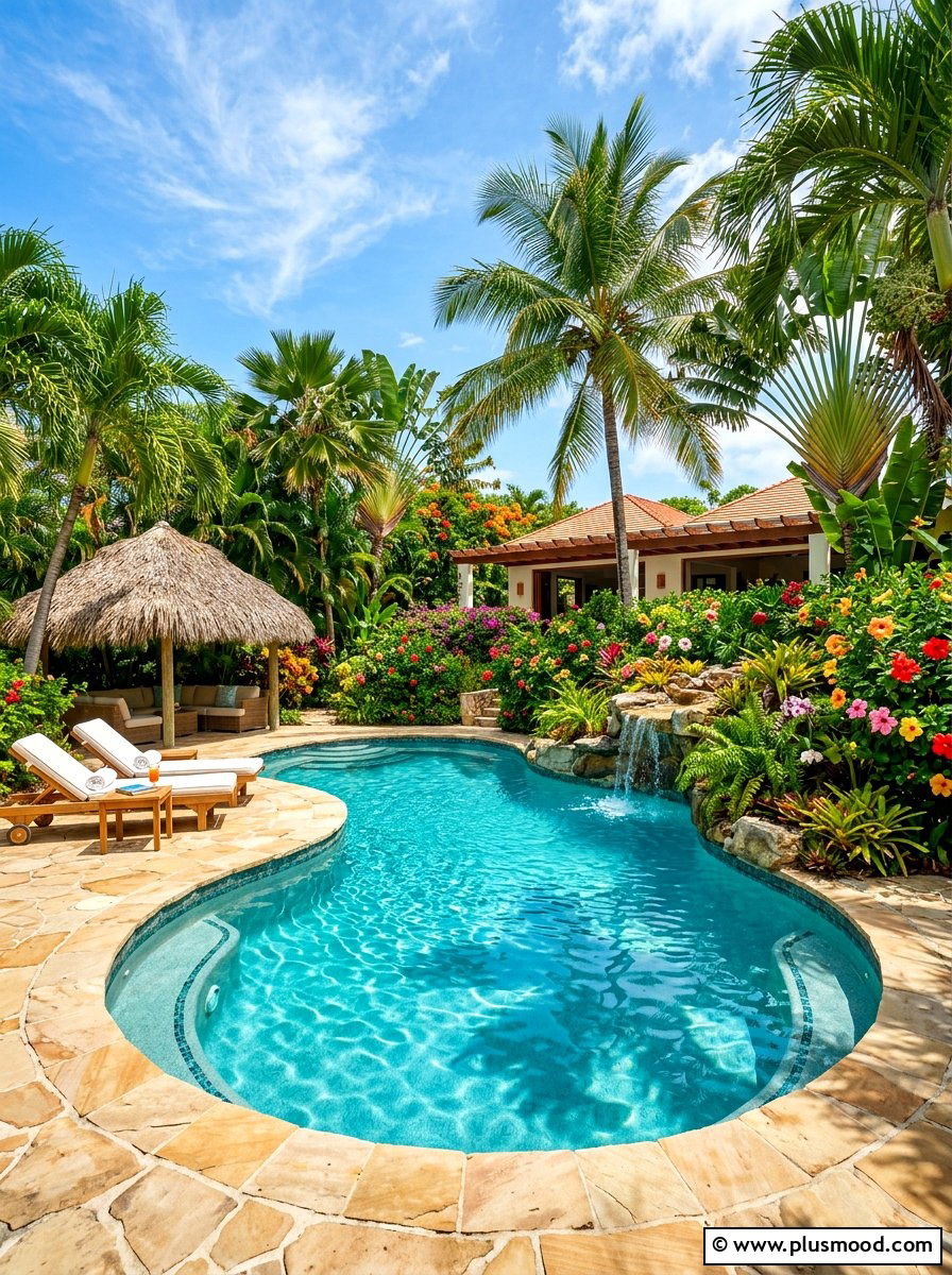 Tropical Backyard Pool - 25 summer small pool backyard ideas