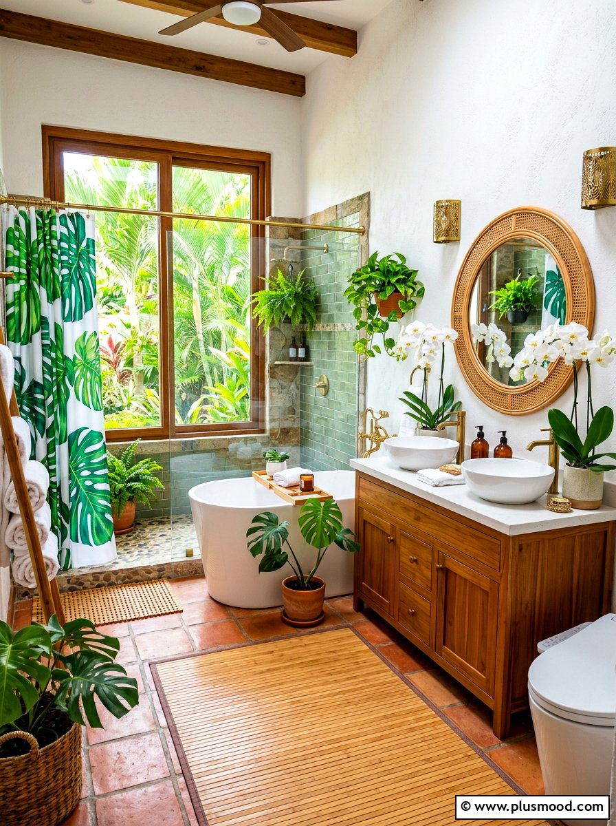 Tropical Bath Decor - 25 cheap summer home decor ideas