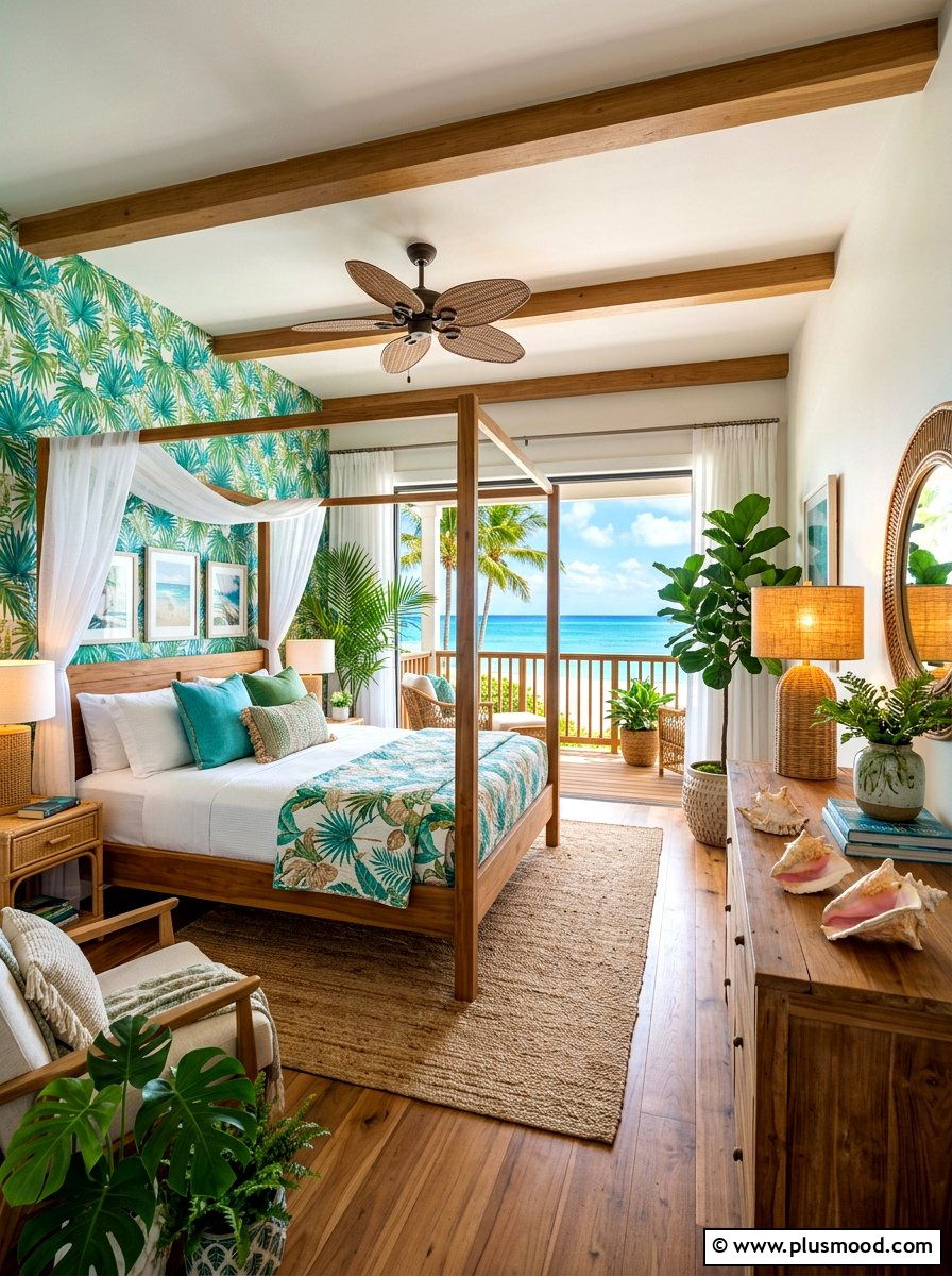 Tropical Beach Bedroom - 25 summer seashell bedroom decor ideas