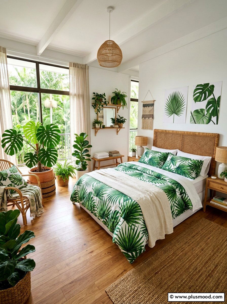Tropical Botanical Bedroom - 25 summer decorating ideas for home