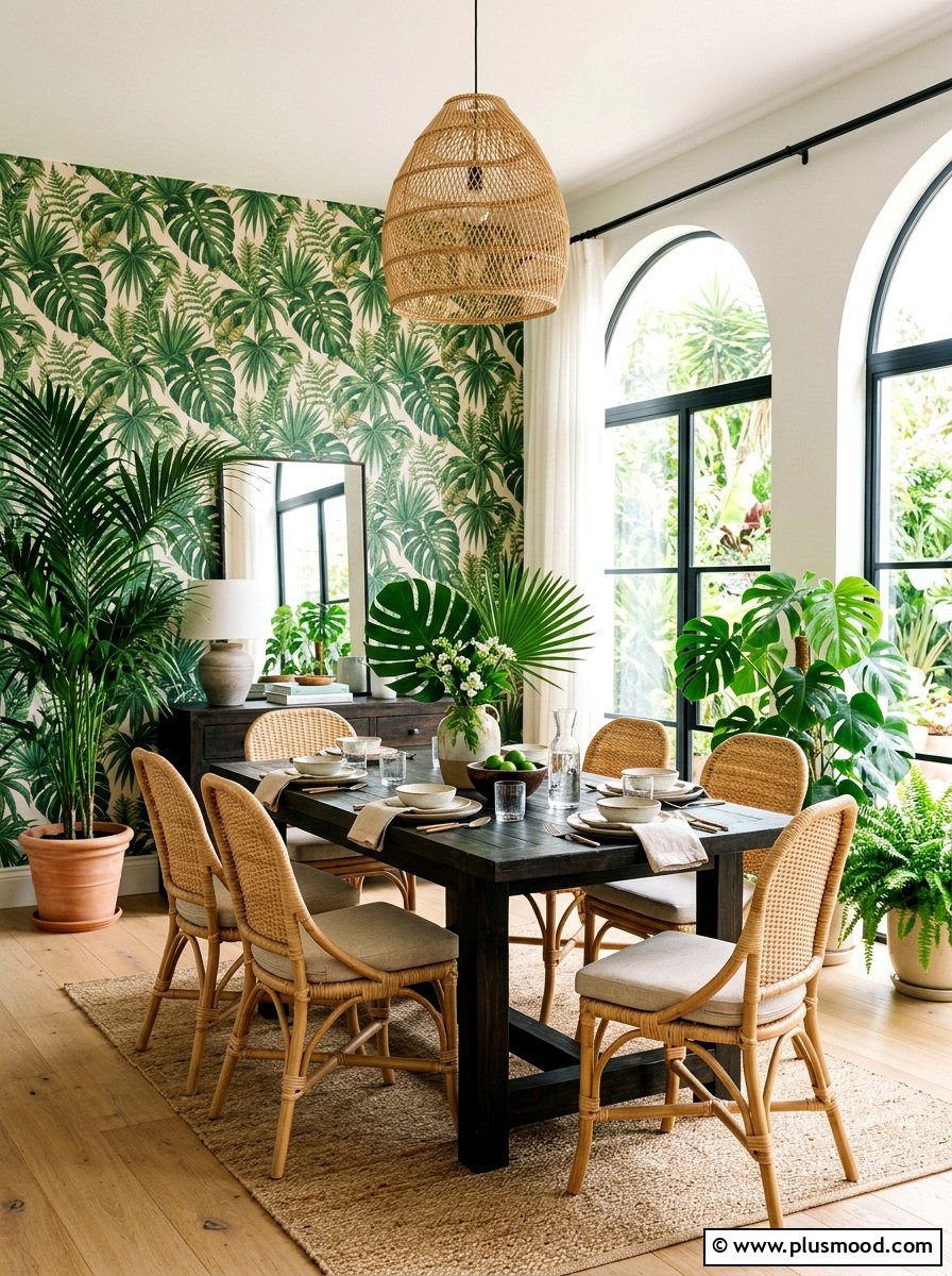 Tropical Botanical Dining Room - 25 summer dining room ideas