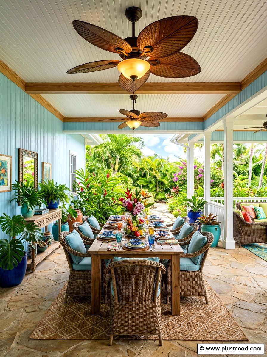 Tropical Ceiling Fan Lighting - 25 summer porch lighting ideas