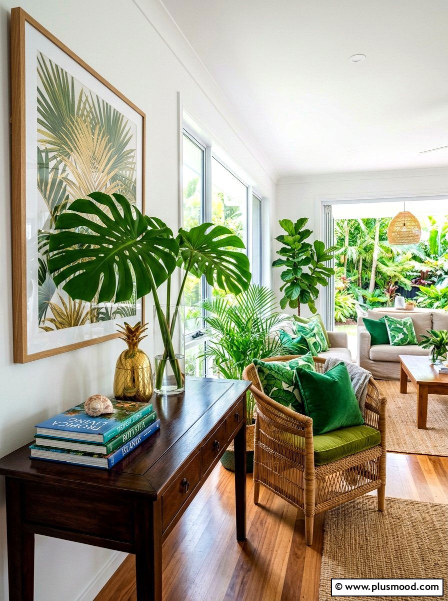 Tropical Console Table - 25 summer console table ideas for living room
