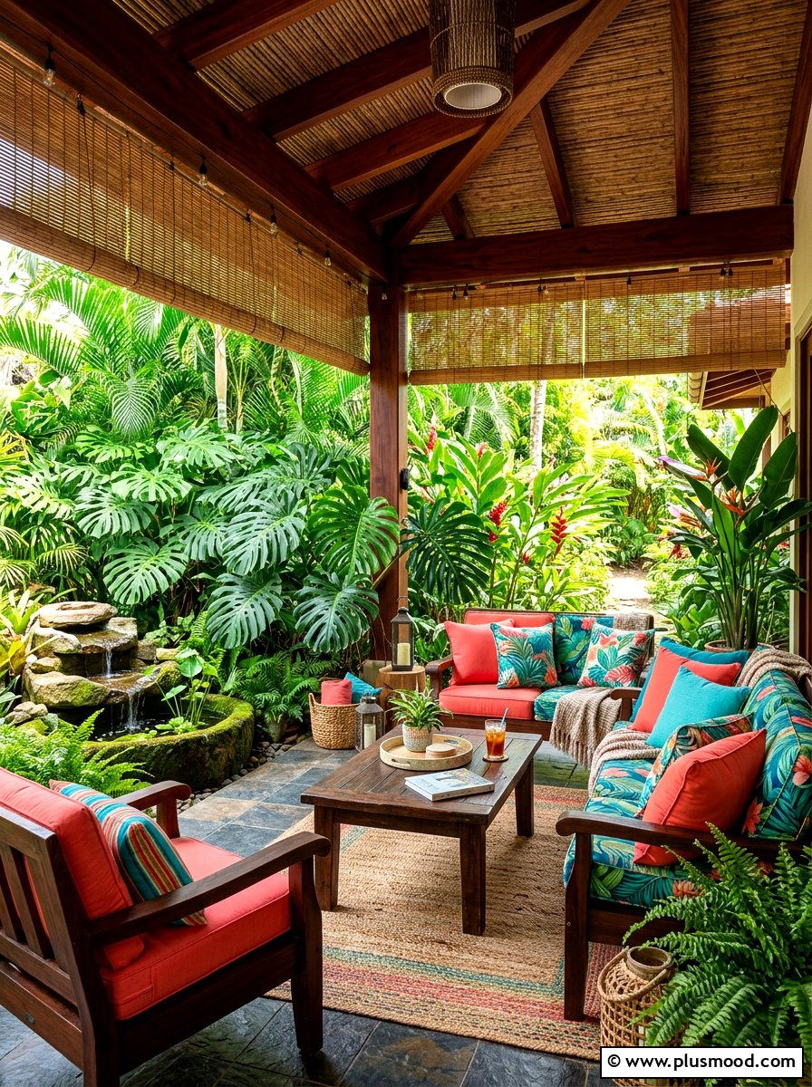 Tropical Covered Porch - 25 cozy summer porch ideas