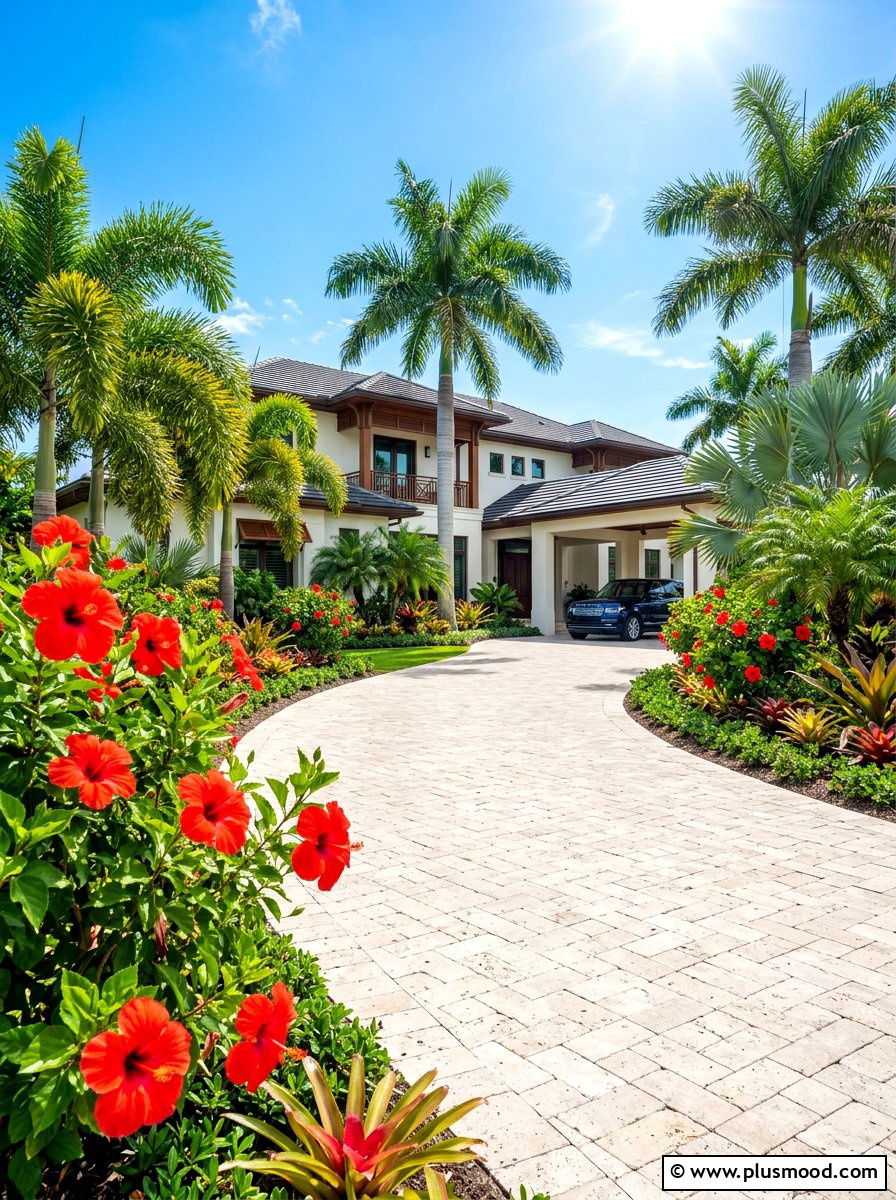 Tropical Driveway Landscaping - 25 summer driveway landscaping ideas