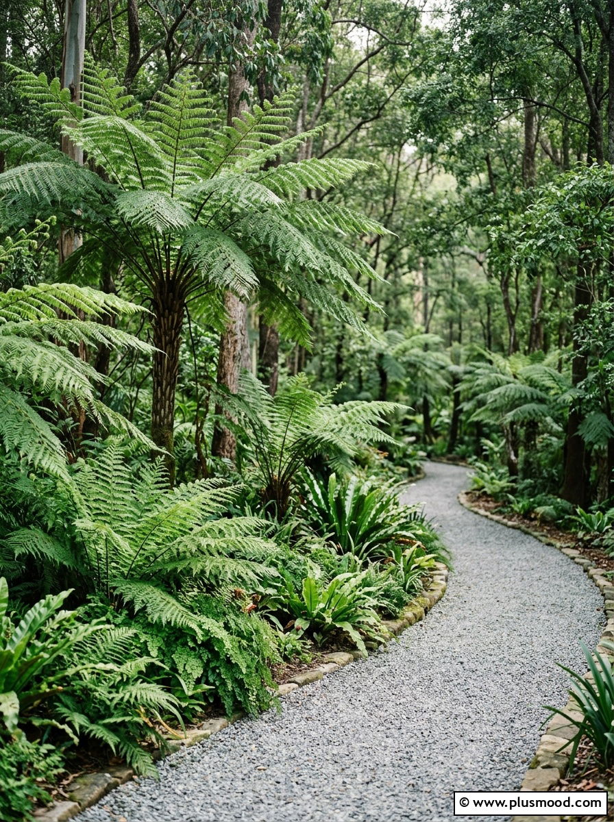 Tropical Fern Garden Border - 25 outdoor garden decor ideas with tropical plants