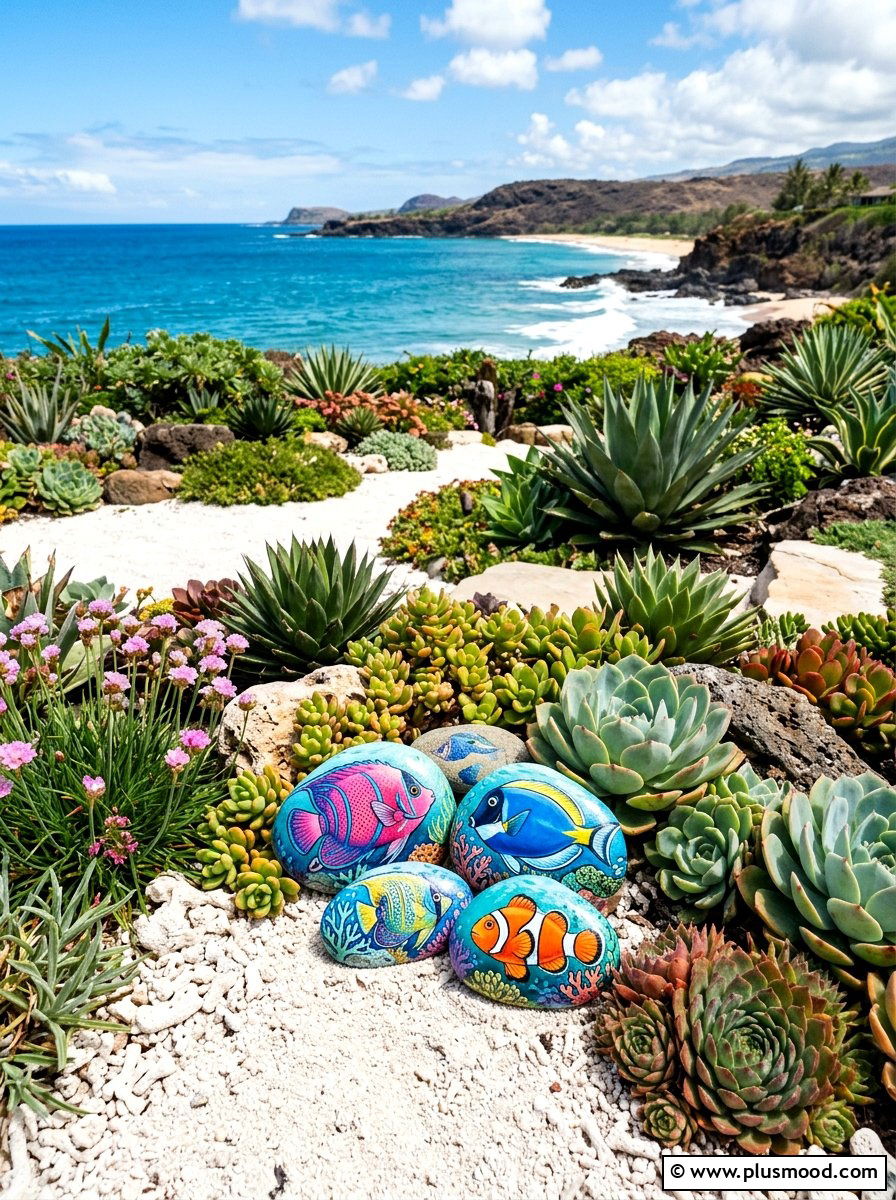 Tropical Fish Painted Stone - 25 painted rock ideas with fish design