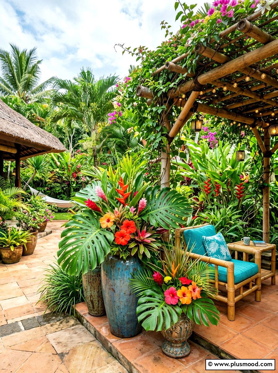 Tropical Floral Arrangement - 25 summer patio party ideas