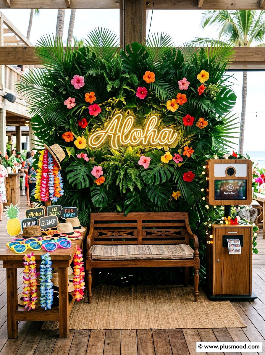 Tropical Floral Backdrop - 25 summer tropical party decor ideas