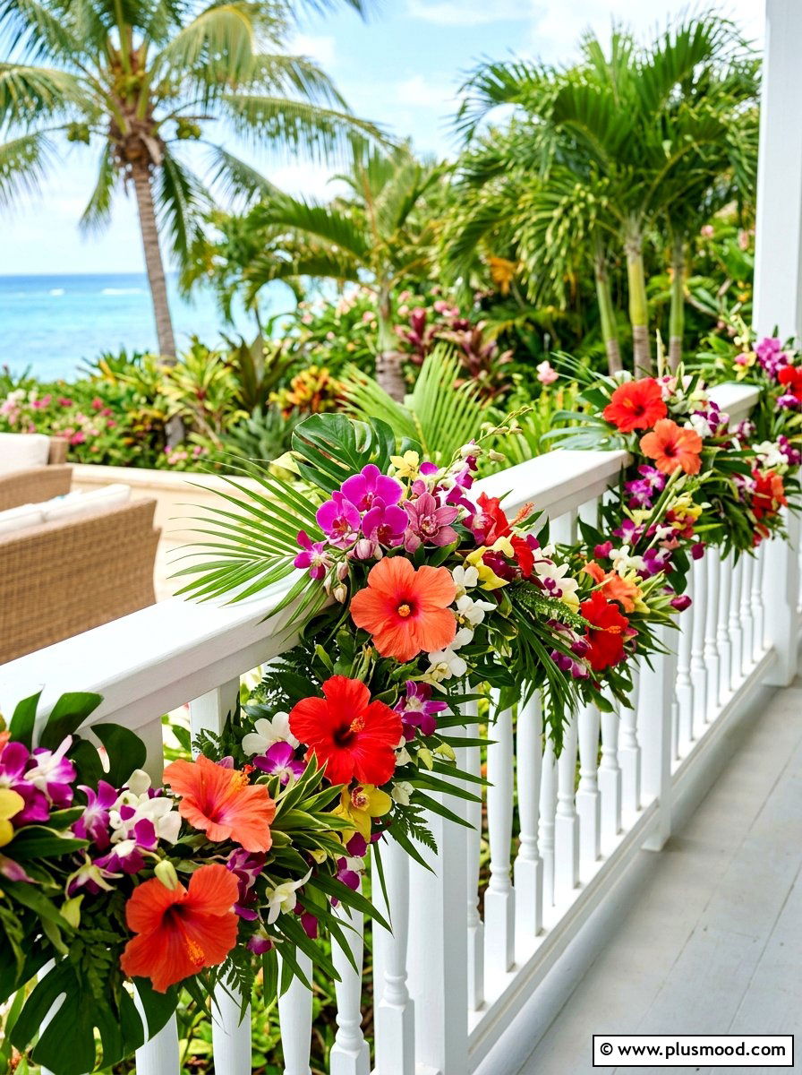 Tropical Flower Garland Swag - 25 summer pool party decor ideas