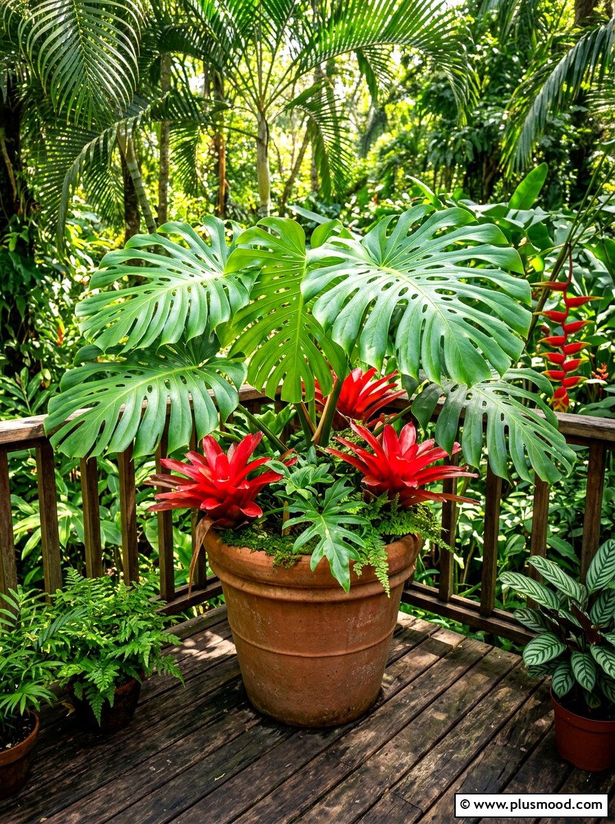 Tropical Foliage Container - 25 summer large planter ideas