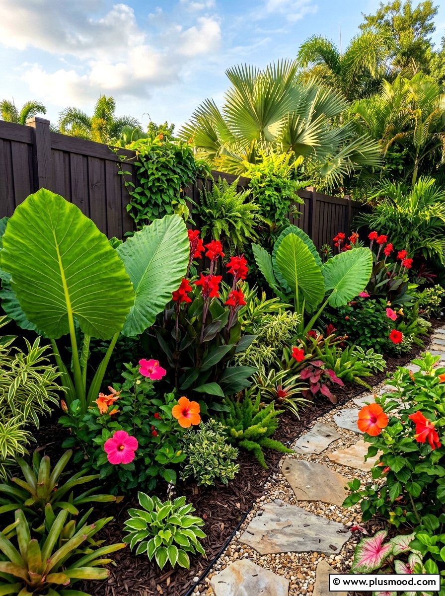 Tropical Foliage Garden Border - 25 summer garden border ideas