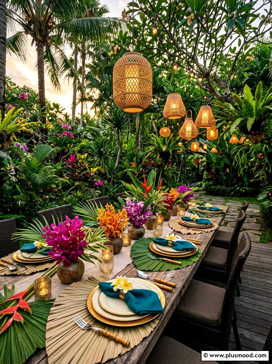 Tropical Garden Dinner Setting - 25 summer elegant outdoor dinner ideas