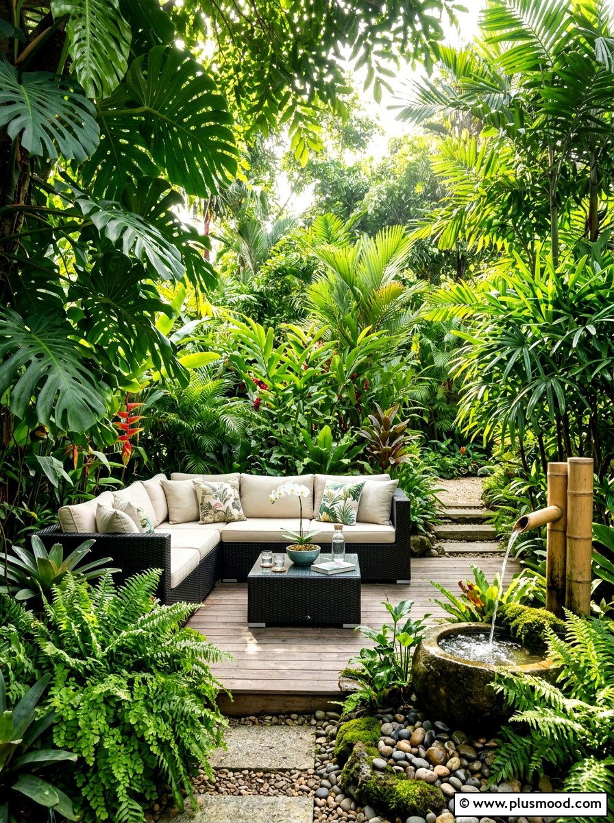 Tropical Garden Lounge - 25 summer coastal outdoor entertaining ideas