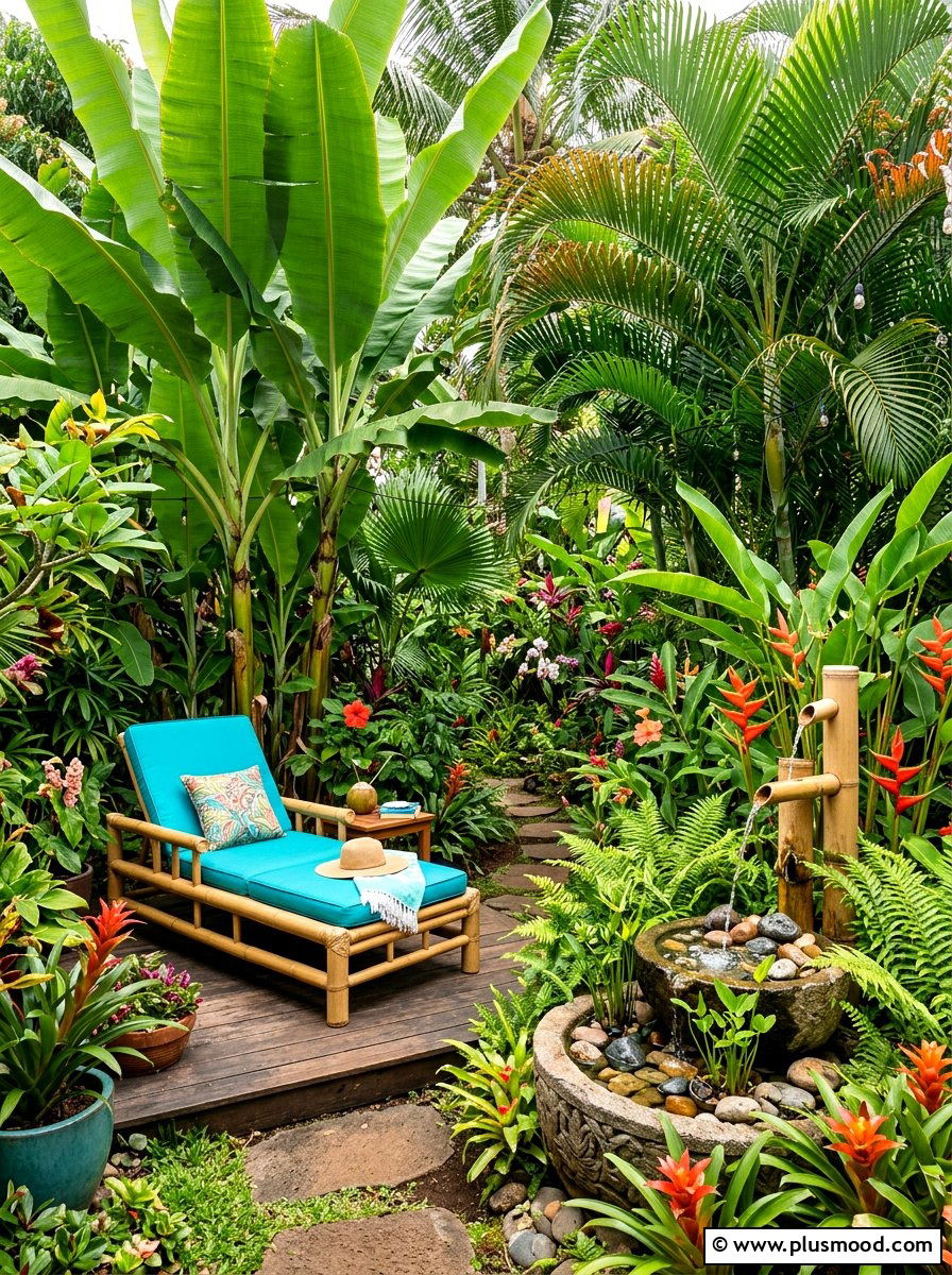Tropical Garden Retreat - 25 summer backyard cozy corner ideas