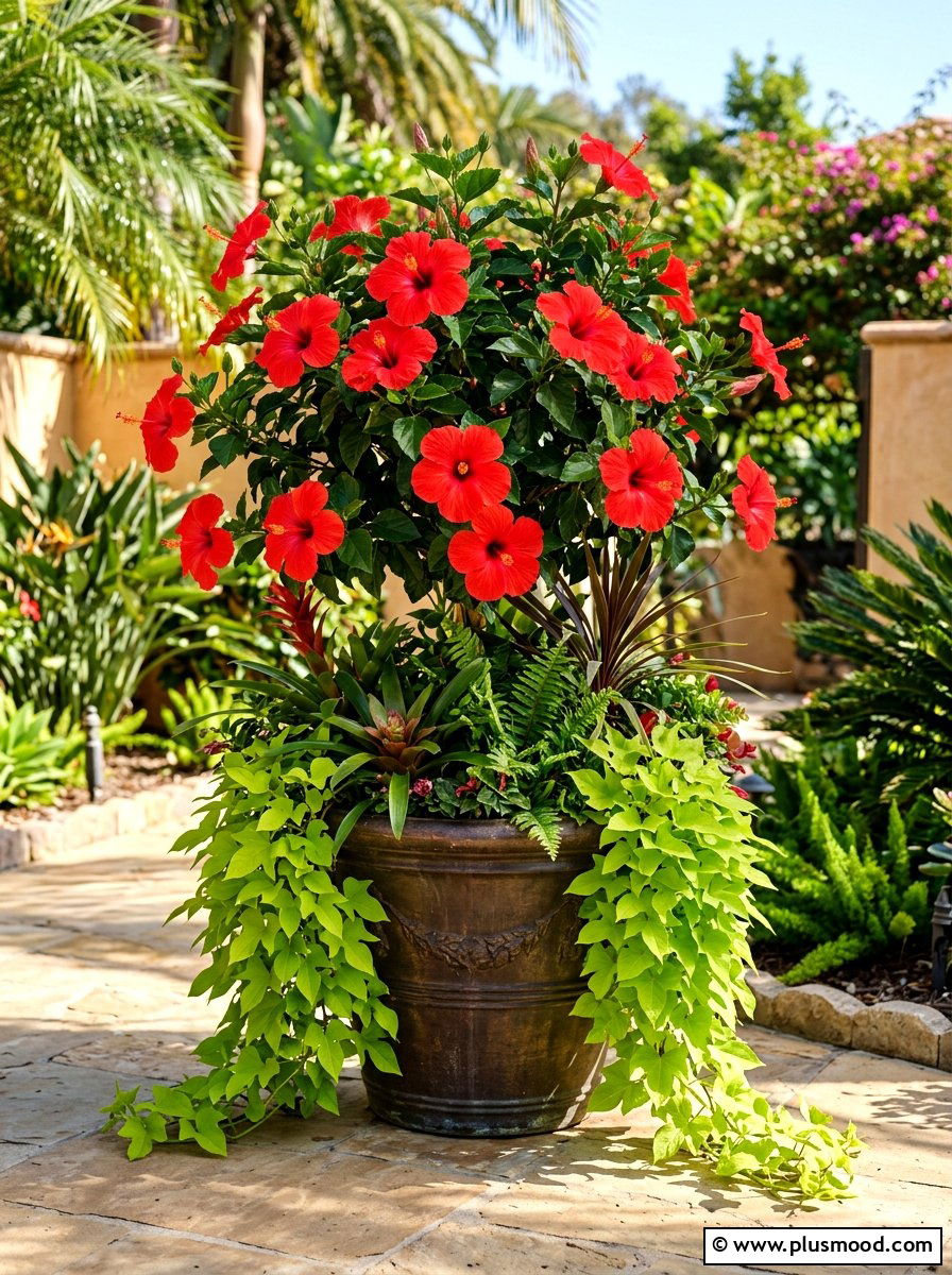 Tropical Hibiscus Container - 25 best summer planter ideas