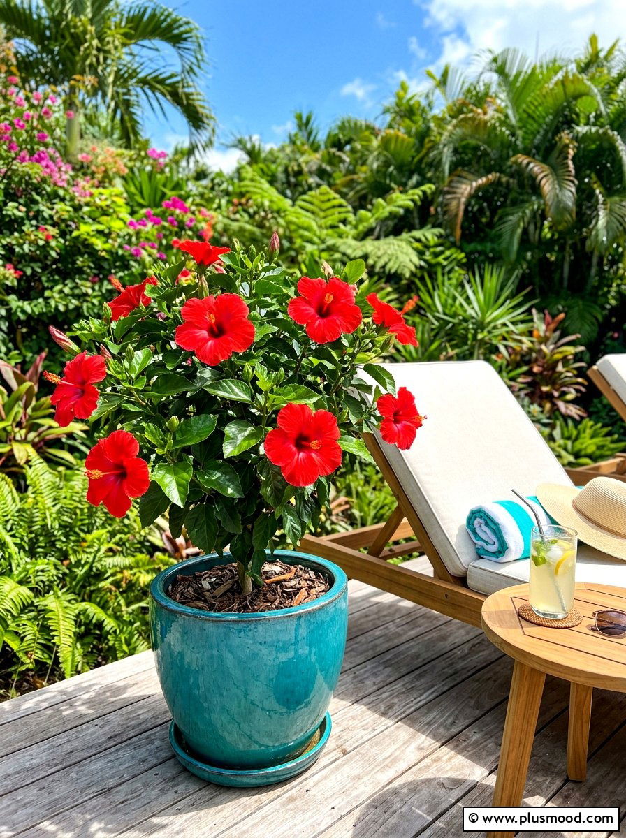 Tropical Hibiscus Pot - 25 summer patio planter ideas