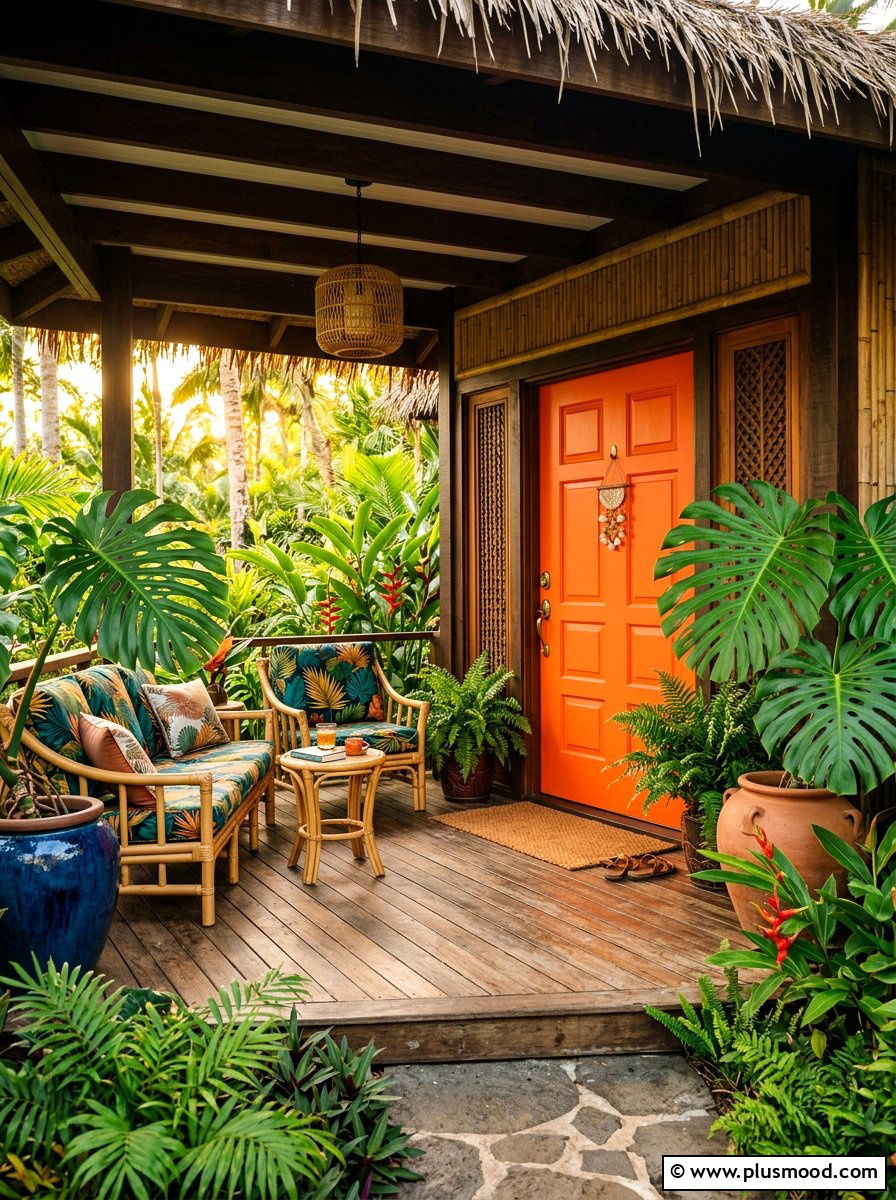 Tropical Inspired Entryway Porch - 25 fresh summer front porch ideas