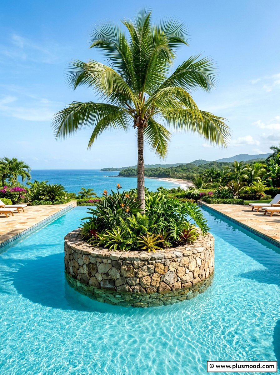 Tropical Island Pool Planter - 25 pool landscaping ideas with tropical theme
