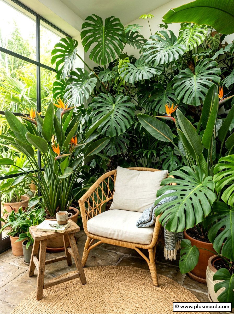 Tropical Jungle Plant Reading Nook - 25 summer balcony reading corner ideas
