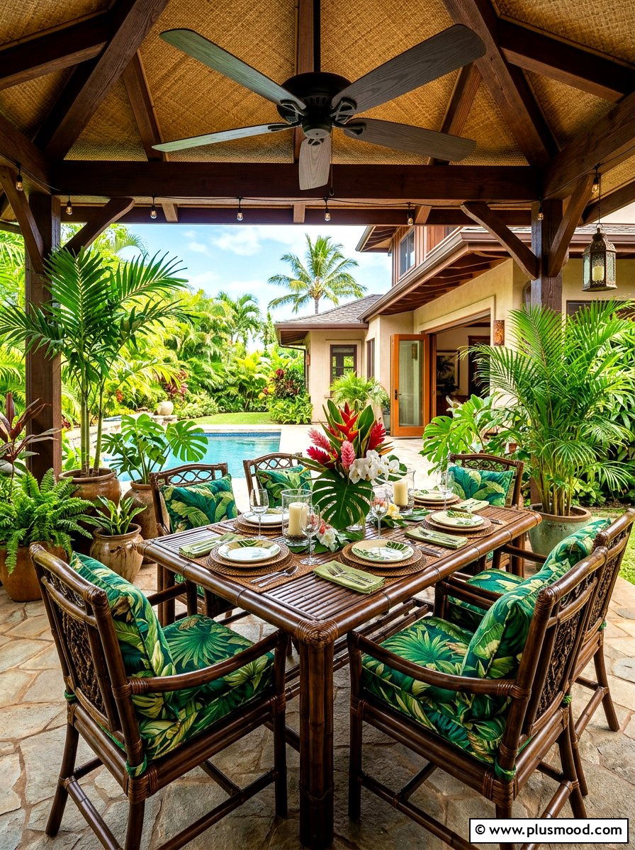 Tropical Lanai Dining Set - 25 summer outdoor dining ideas