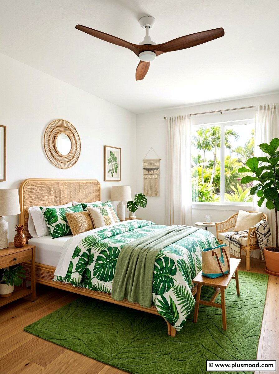 Tropical Leaf Bedding - 25 summer bedding ideas