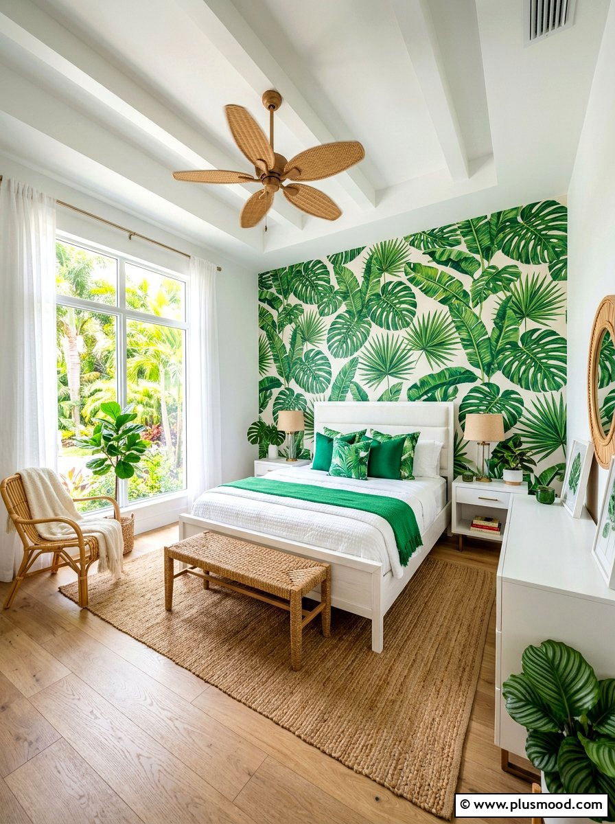 Tropical Leaf Bedroom - 25 summer girls bedroom ideas